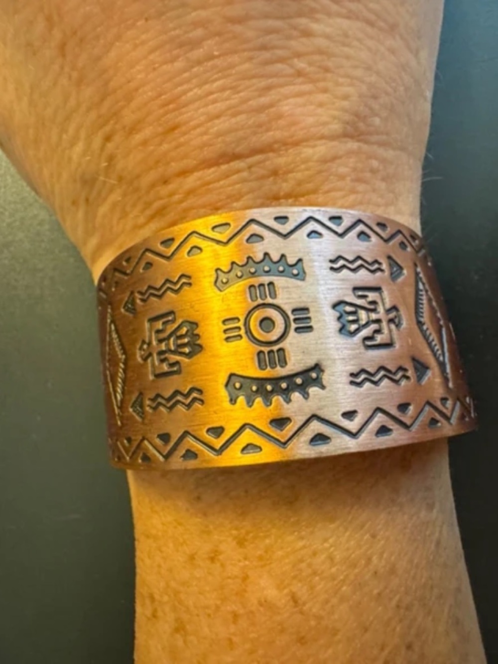 Vintage Southwestern Copper Thunderbird Cuff Bracelet